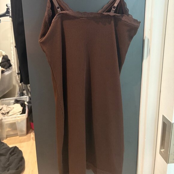 Brown Y2K Ribbed Minidress - Picture 3 of 3